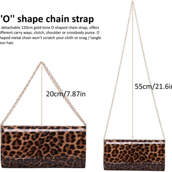 Patent Leather Evening Clutch Womens Envelope Handbag Shoulder Bag Purse - Picture 5 of 9